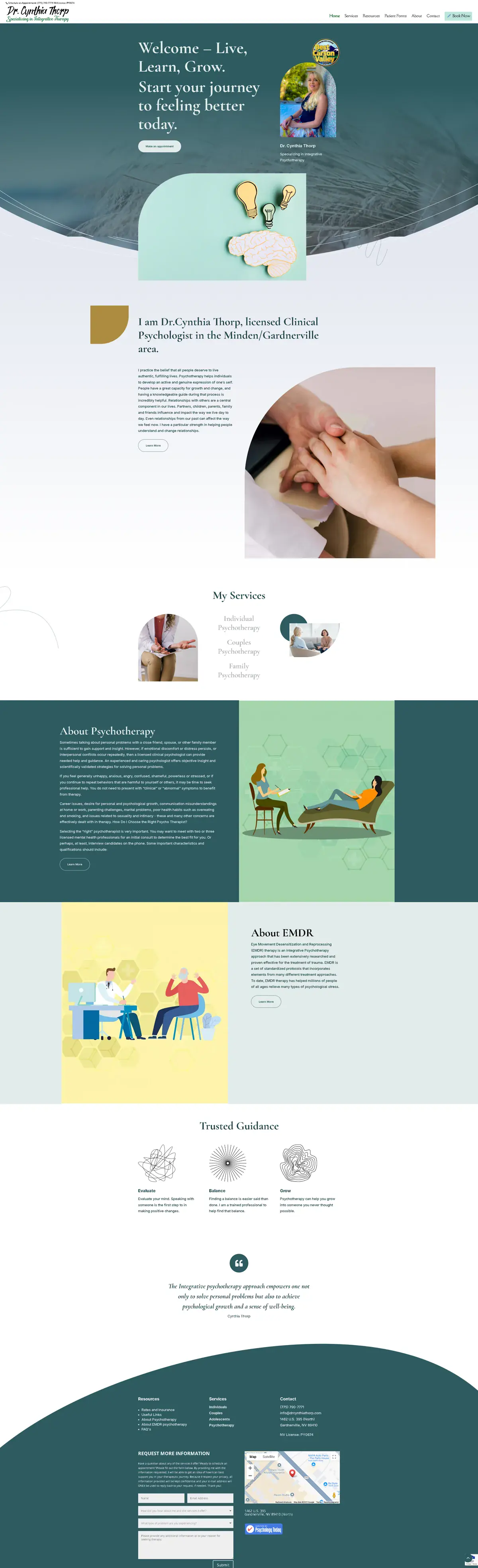 Dr. Cynthia Thorp professional services website designed by Noble By Design